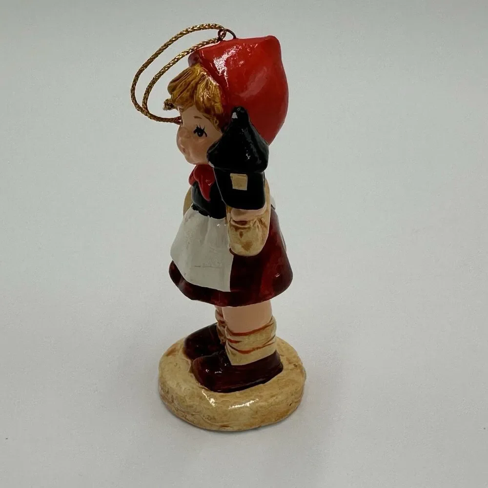 Enesco Ceramic Christmas Tree Ornament Girl Holding Lantern Vintage Retro VTG